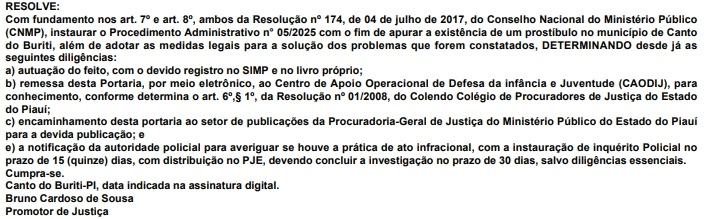 Ministério Público do Piauí apura a existência de prostíbulo em Canto do Buriti