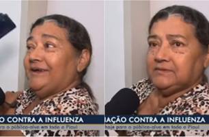 Moradora de Demerval Lobão rouba a cena em reportagem sobre vacinação (Foto: Reprodução/Tv Globo) Moradora de Demerval Lobão rouba a cena em reportagem sobre vacinação (Foto: Reprodução/Tv Globo)