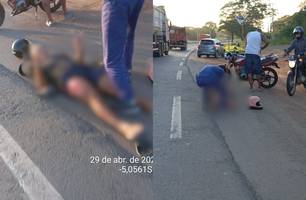 Motociclista colide na traseira de carro na BR-343 entre Teresina e Altos (Foto: Reprodução)