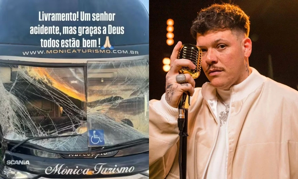 Ônibus com equipe do cantor Ferrugem sofre acidente na BR-290 após show no RS