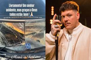 Ônibus com equipe do cantor Ferrugem sofre acidente na BR-290 após show no RS (Foto: Reprodução)