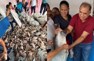 Pau D’Arco mantém viva a tradição da Semana Santa com entrega de peixes às famílias (Foto: Reprodução) Pau D’Arco mantém viva a tradição da Semana Santa com entrega de peixes às famílias (Foto: Reprodução)