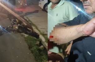 Policial fica ferido após cair em buraco aberto pela Águas de Teresina (Foto: Conecta Piauí) Policial fica ferido após cair em buraco aberto pela Águas de Teresina (Foto: Conecta Piauí)