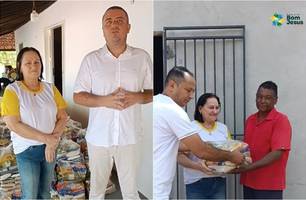 Prefeito Nestor Elvas entrega oito toneladas de alimentos em Bom Jesus (Foto: Reprodução) Prefeito Nestor Elvas entrega oito toneladas de alimentos em Bom Jesus (Foto: Reprodução)