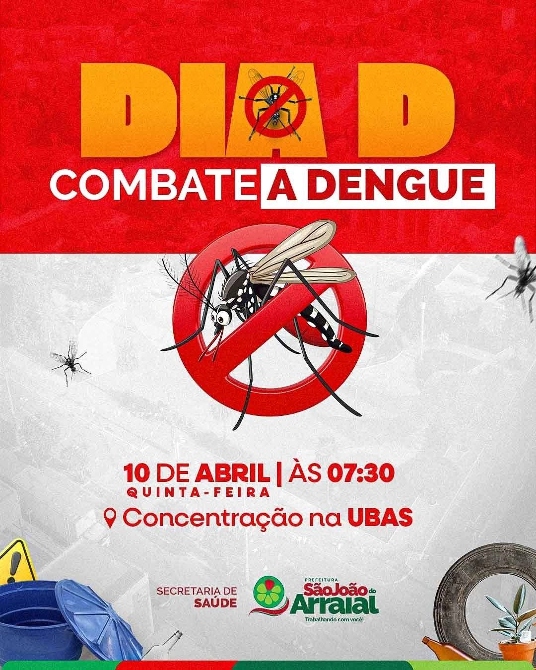 Prefeitura de São João do Arraial realizará Dia D de Combate à Dengue