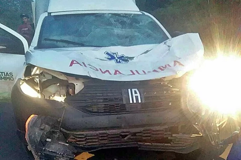 Ambulância de Matias Olímpio colide com vaca solta na BR-222, no Norte do Piauí