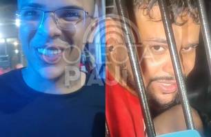 Blogueiros presos em operação do Draco debocham na chegada à delegacia em Teresina (Foto: Repórter 12/Conecta Piauí) Blogueiros presos em operação do Draco debocham na chegada à delegacia em Teresina (Foto: Repórter 12/Conecta Piauí)