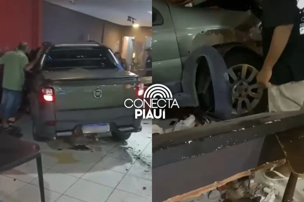 Carro invade loja de conveniência em posto de Teresina e atropela duas mulheres