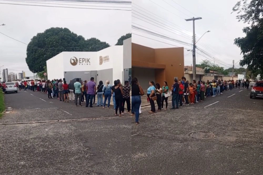 Centenas de pessoas enfrentam fila gigante por vagas de emprego em Teresina