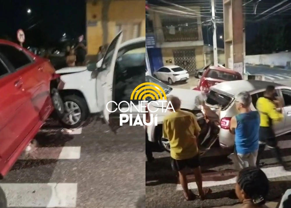 Colisão 'dominó' envolvendo três carros é registrado no Centro de Teresina