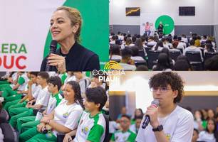 Estudantes Seduc participam de palestra com filósofa Márcia Tiburi sobre o Enem (Foto: Seduc)