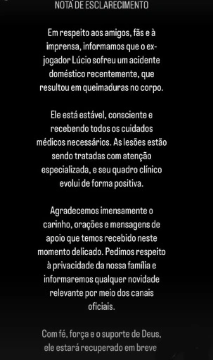Ex-zagueiro pentacampeão Lúcio é internado após acidente doméstico