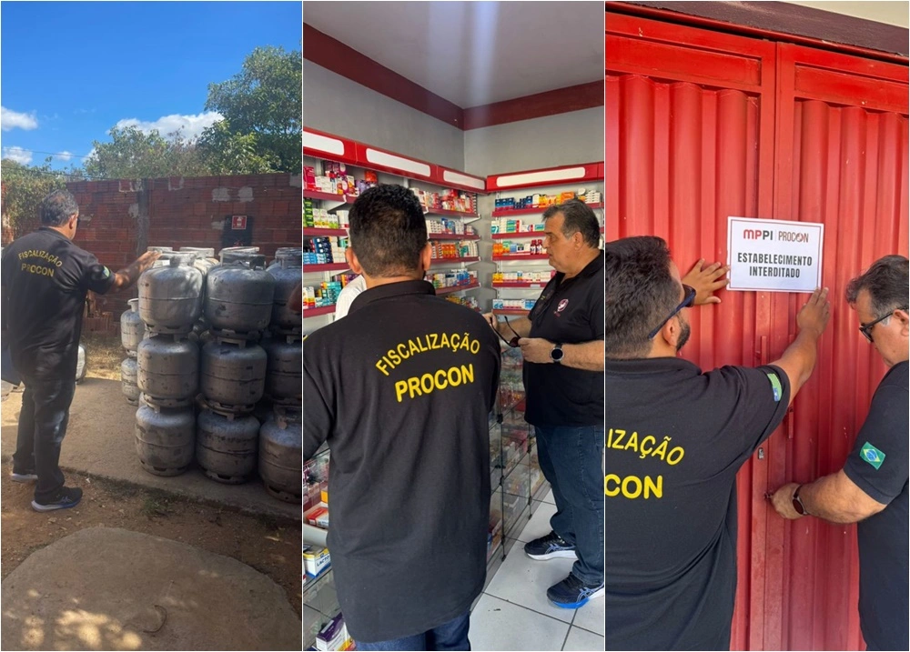 Fiscalização apreende 197 botijões de gás e interdição de farmácia irregular no PI