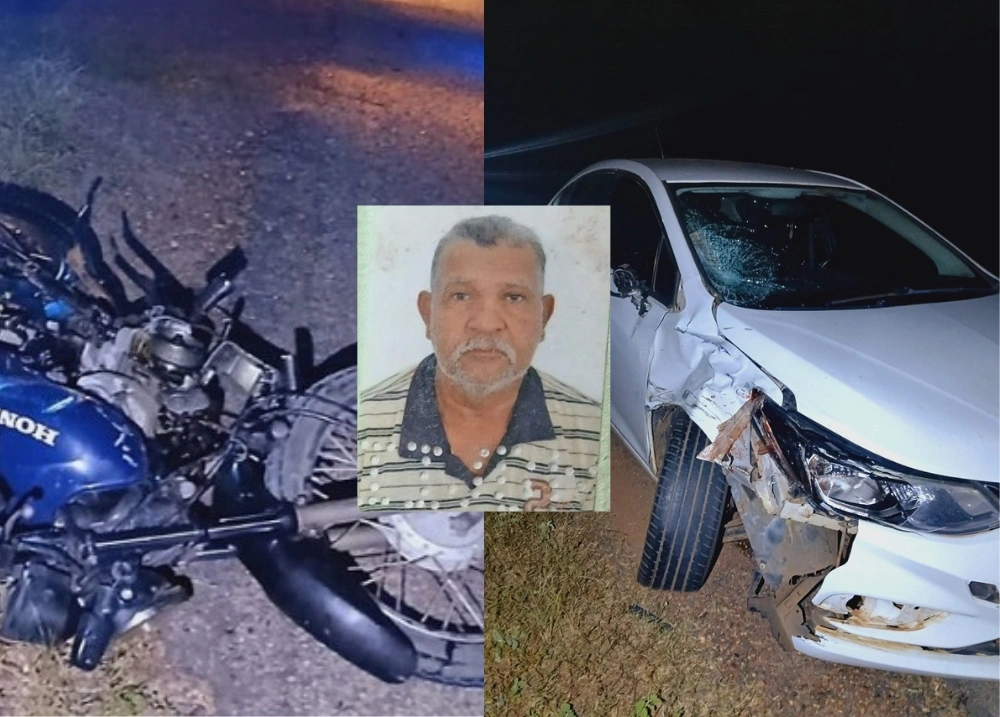 Grave acidente entre motocicleta e carro deixa um morto na BR-407, em Geminiano