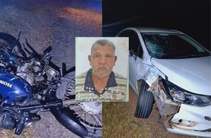 Grave acidente entre motocicleta e carro deixa um morto na BR-407, em Geminiano (Foto: Reprodução)