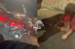 Motociclista fica gravemente ferido após ser atingido por carro em Teresina (Foto: Reprodução/Redes Sociais)