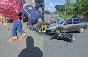 Motoqueiro fica gravemente ferido em acidente na zona Sul de Teresina (Foto: Conecta Piauí) Motoqueiro fica gravemente ferido em acidente na zona Sul de Teresina (Foto: Conecta Piauí)