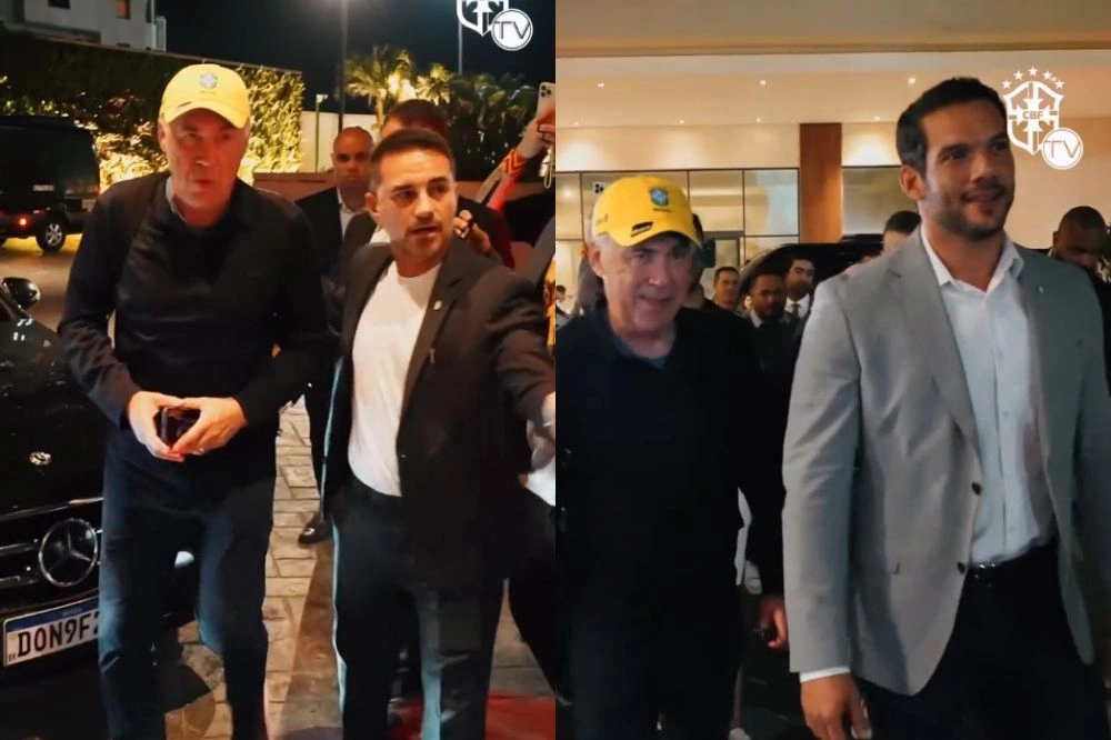 Presidente da CBF recebe Carlo Ancelotti no Rio de Janeiro