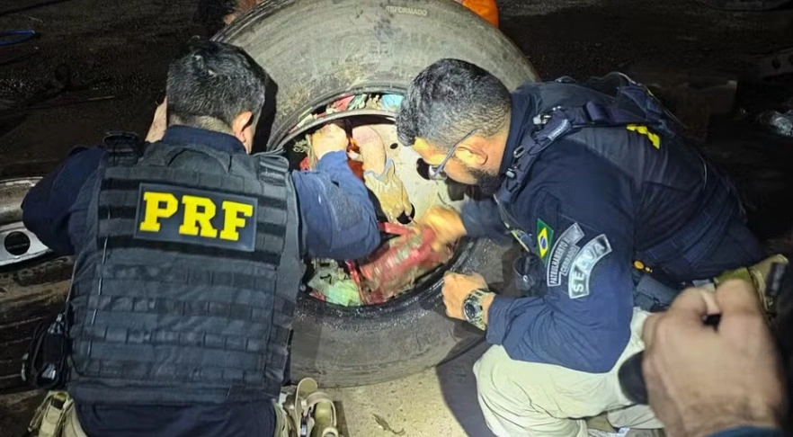 PRF do Maranhão descobre 188 quilos de drogas dentro de pneus de caminhão