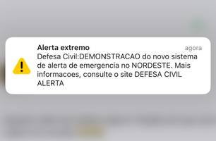 Alerta teste da Defesa Civil (Foto: Print/Conecta Piauí) Alerta teste da Defesa Civil (Foto: Print/Conecta Piauí)