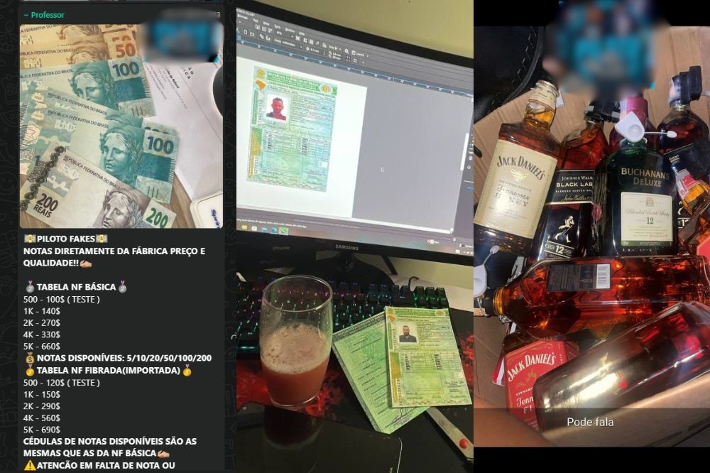 Criminosos vendem cartões clonados, dinheiro falso e esquemas de golpes em grupo