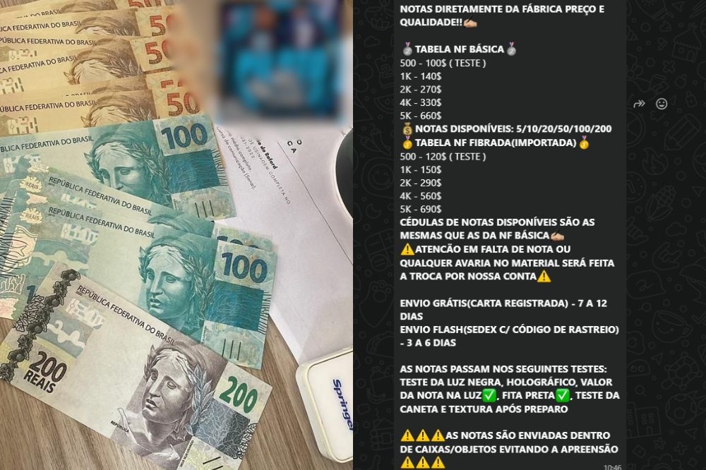 Criminosos vendem cartões clonados, dinheiro falso e esquemas de golpes em grupo