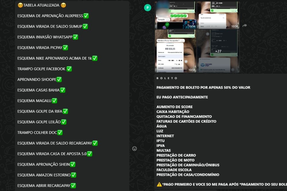 Criminosos vendem cartões clonados, dinheiro falso e esquemas de golpes em grupo