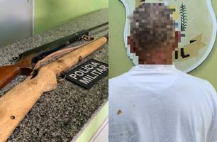 Homem é preso após tentar atirar na companheira na zona Rural de Campinas do Piauí (Foto: Divulgação/PMPI)