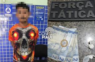 Homem é preso por tráfico de drogas durante patrulhamento da PM em Ilha Grande (Foto: Reprodução)