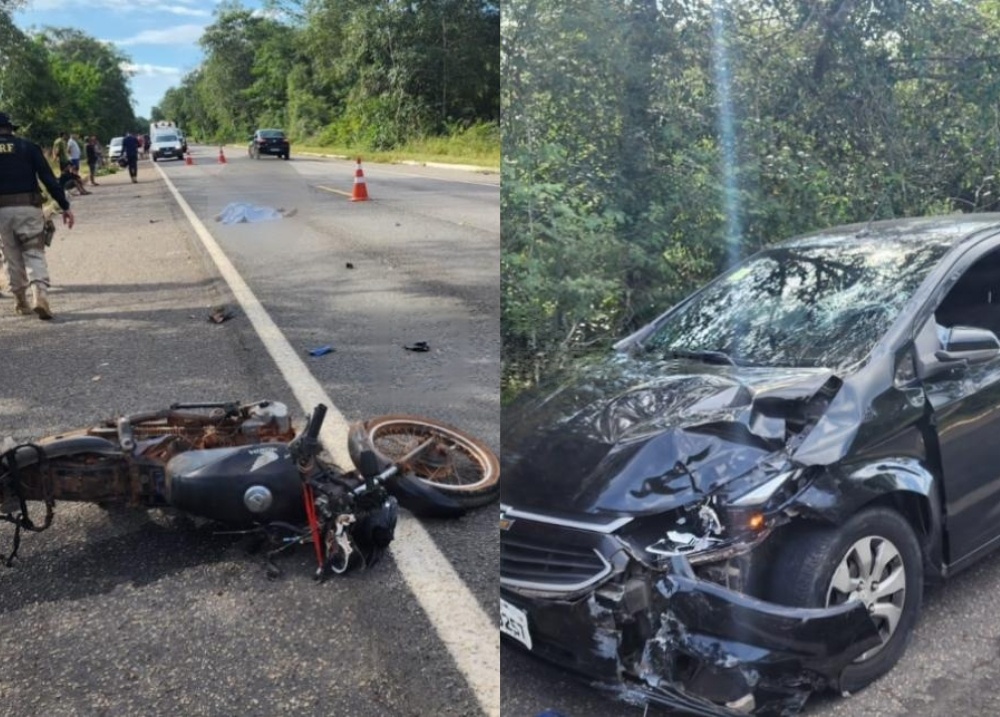 Jovem morre após colisão entre moto e carro na BR-343, entre Brasileira e Piripiri