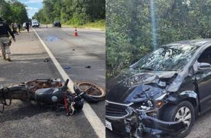 Jovem morre após colisão entre moto e carro na BR-343, entre Brasileira e Piripiri (Foto: Reprodução/Piripiri Repórter)