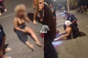 Mulher e criança são arremessados de carro durante grave acidente em Teresina (Foto: Reprodução)