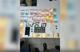 PM prende suspeito de tráfico e mulher por desacato na zona Sul de Teresina (Foto: Reprodução)
