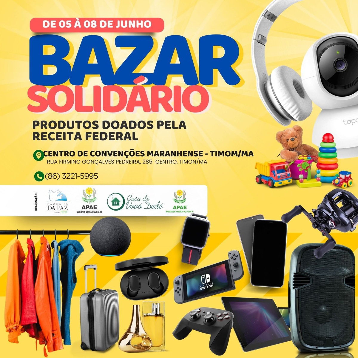 Receita Federal realiza Bazar Solidário com produtos apreendidos em Timon