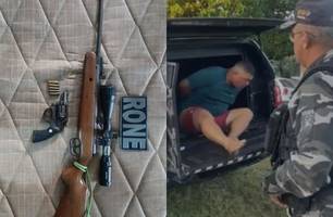 Suspeito de matar artesão é preso com rifle 'sniper' e confessa crime em Teresina (Foto: Reprodução/PM)