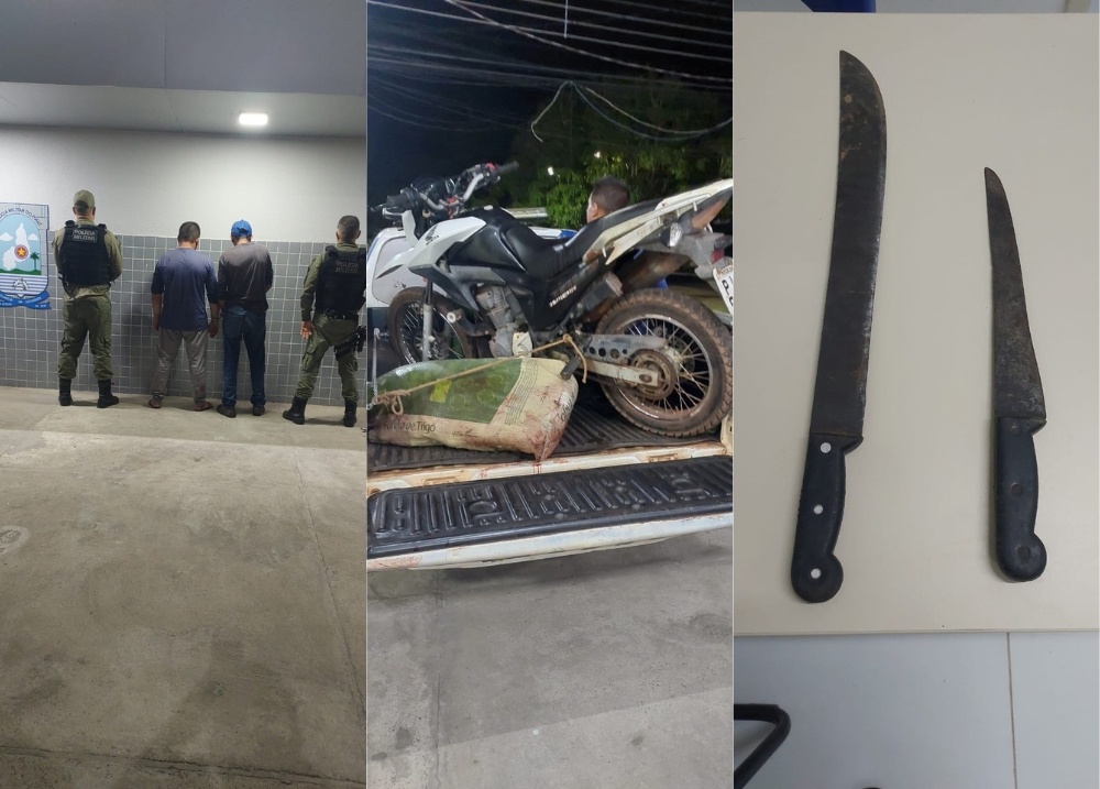 Suspeitos de furto de animais são presos com moto, facões e dinheiro em Batalha