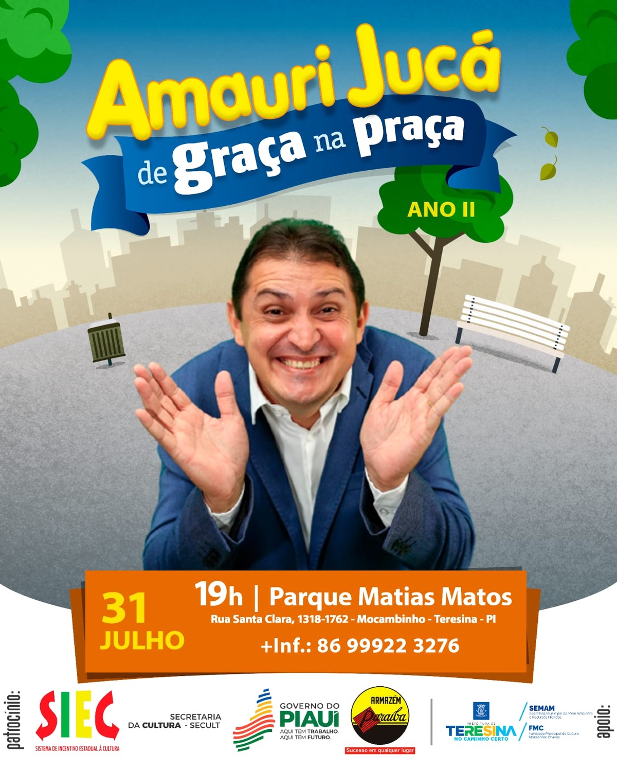 Amauri Jucá leva projeto ‘De Graça na Praça’ a espaços públicos do Piauí