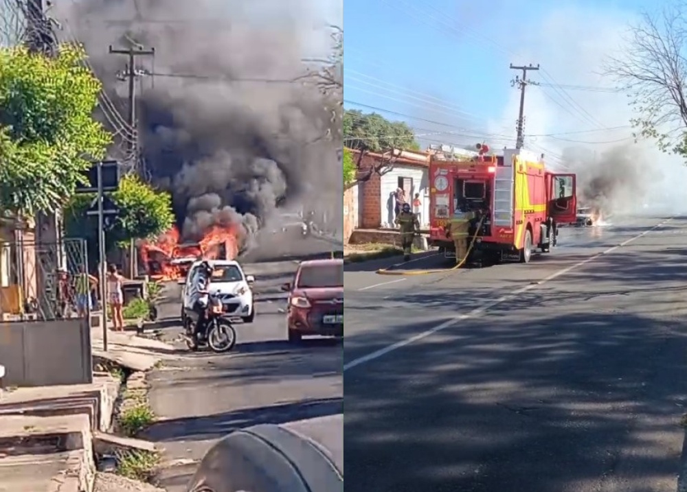 Carro pega fogo e mobiliza Corpo de Bombeiros na zona Norte de Teresina