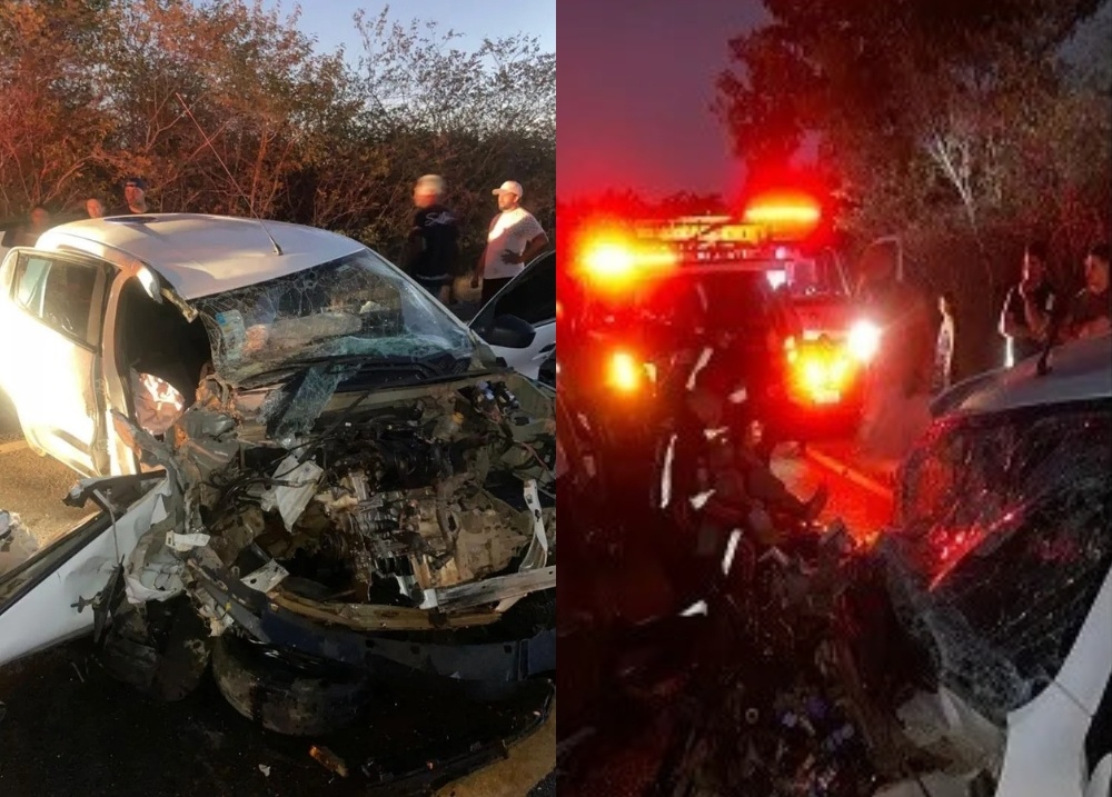 Colisão frontal entre dois carros deixa três feridos na BR-230, em Oeiras