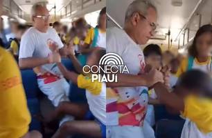 Diretor é flagrado agredindo estudante dentro de ônibus escolar em Oeiras (Foto: Reprodução)