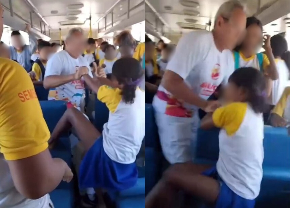 Diretor é flagrado agredindo estudante dentro de ônibus escolar em Oeiras