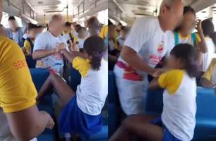 Diretor é flagrado agredindo estudante dentro de ônibus escolar em Oeiras (Foto: Reprodução)