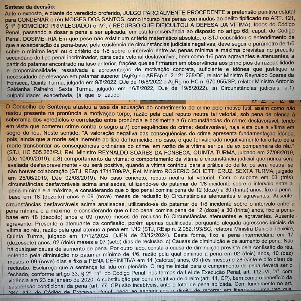 Homem é condenado a 14 anos por matar o sogro em Demerval Lobão