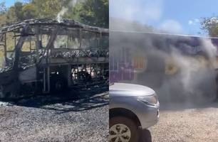 Incêndio destrói ônibus da banda Djavú e Bonde do Forró em Minas Gerais (Foto: Reprodução/Redes sociais)