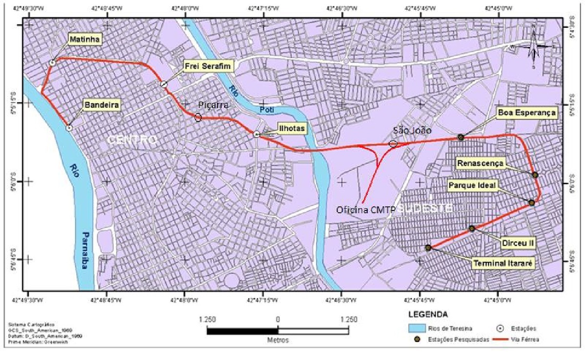 Linha do metrô de Teresina, do Itararé ao Centro