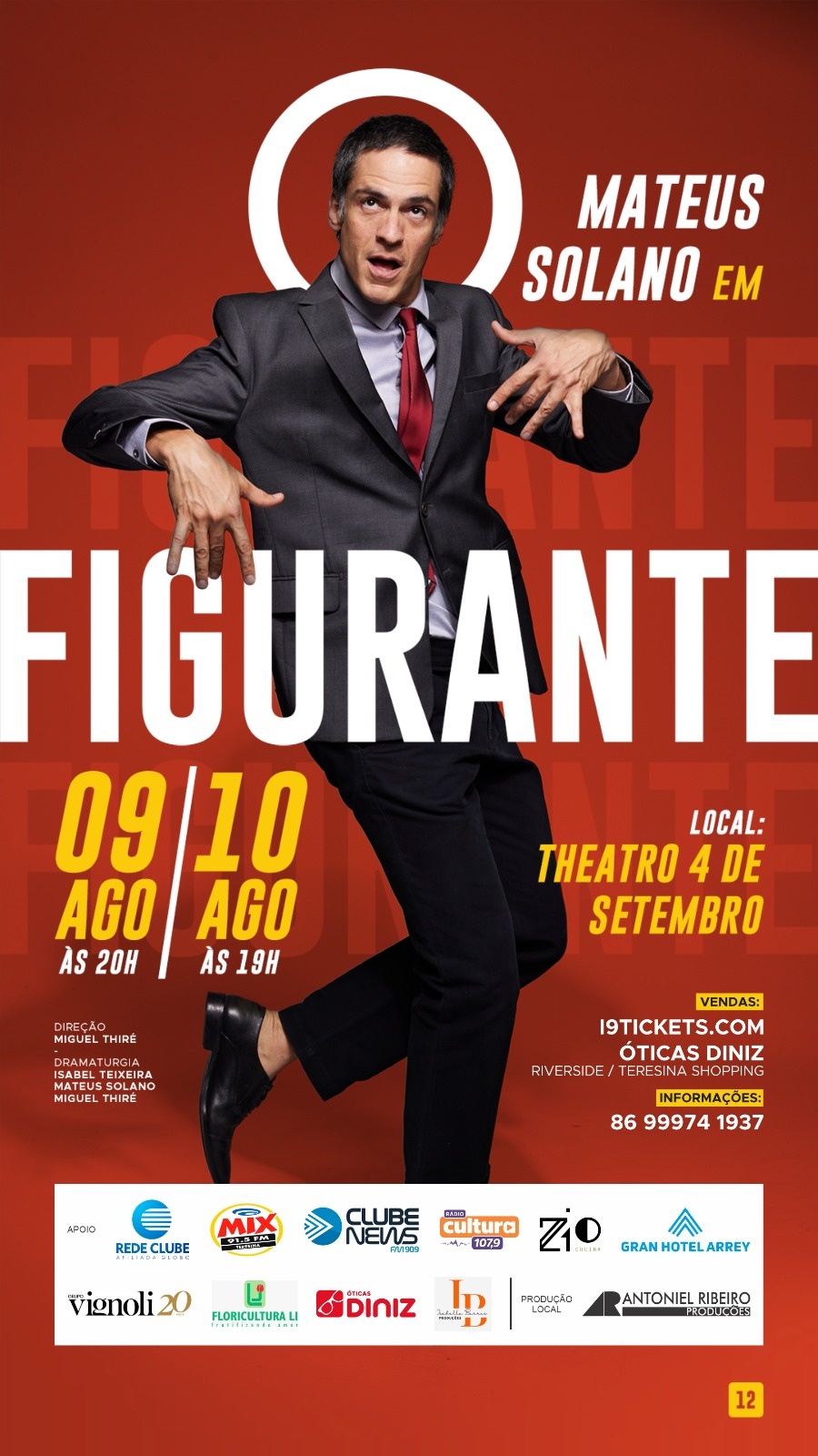 Mateus Solano chega a Teresina com a aclamada peça 'O Figurante'