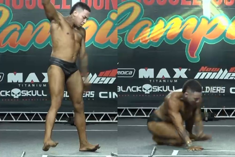 Momento em que Luisão cai, durante sua primeira competição