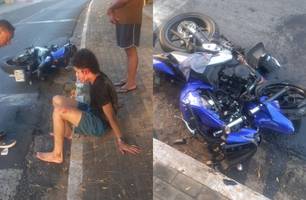 Motociclista fica ferido após perder o controle da moto (Foto: Reprodução/Redes sociais)