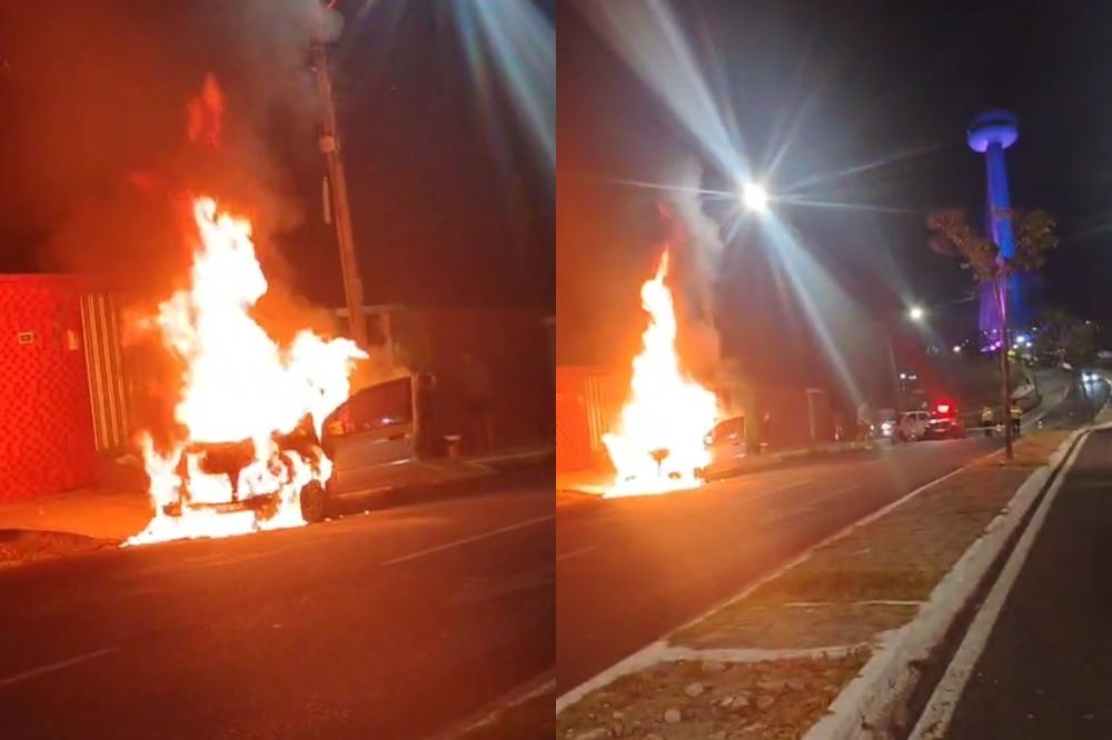 Perda total: carro fica completamente destruído após pegar fogo em Teresina