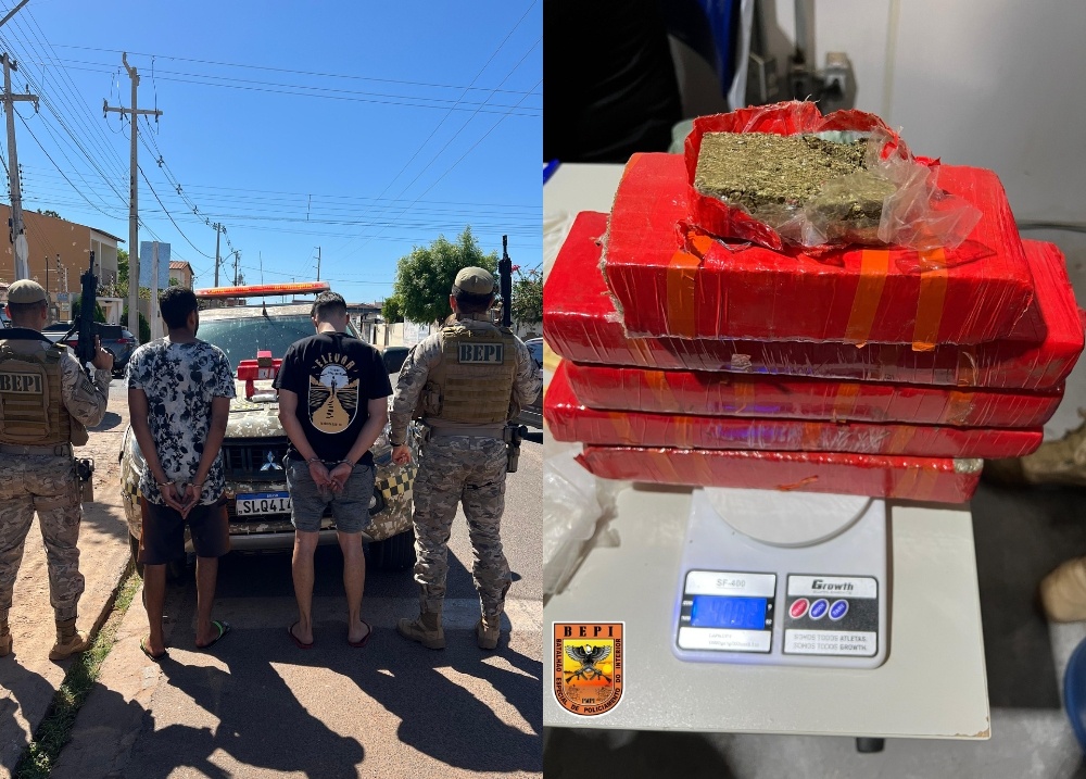 PM e PRF apreendem 4 kg de drogas e prendem dois homens na BR-407, em Picos